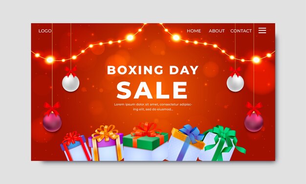 Realistic boxing day landing page template