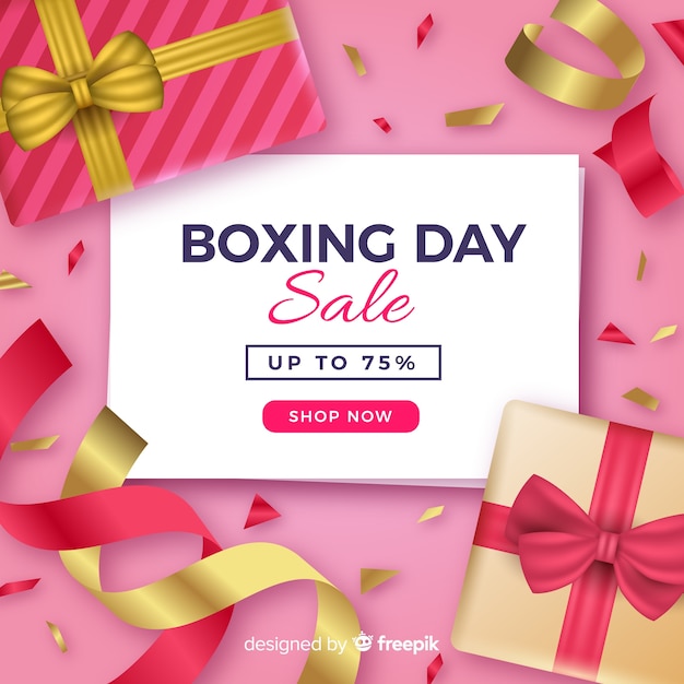 Free vector realistic boxing day sale background