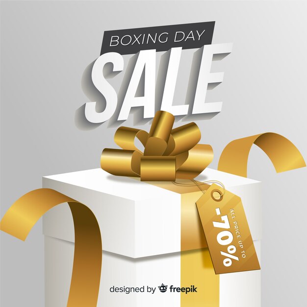 Realistic boxing day sale background