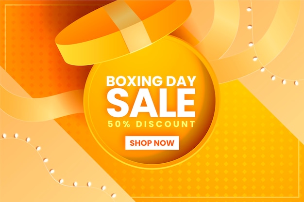 Realistic boxing day sale background