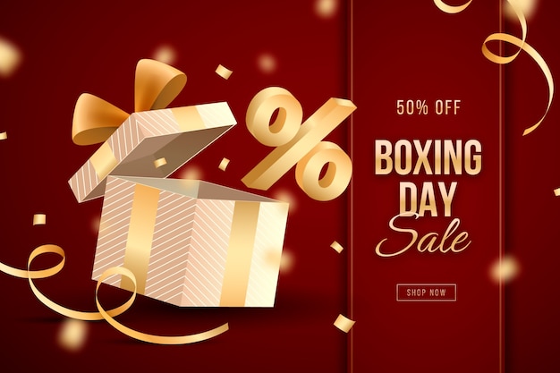 Free vector realistic boxing day sale background