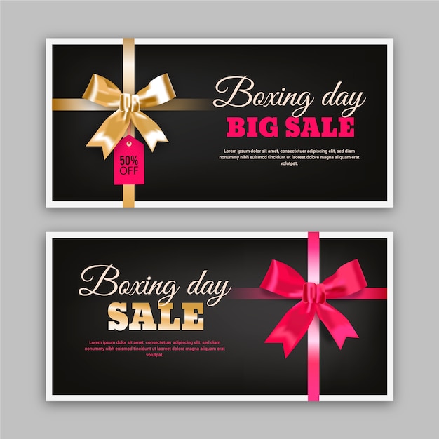Free vector realistic boxing day sale banners template