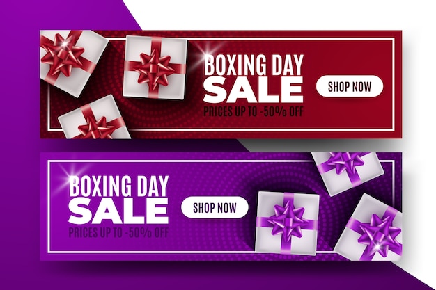 Free vector realistic boxing day sale banners template