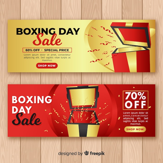 Realistic boxing day sale banners