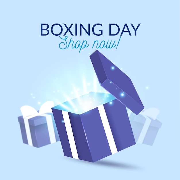 Realistic boxing day sale concept