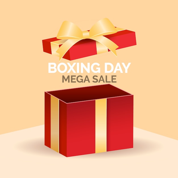 Realistic boxing day sale concept