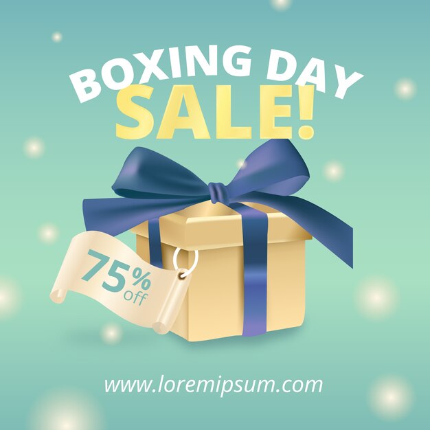 Realistic boxing day sale concept