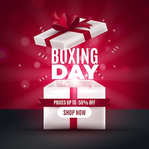 Realistic boxing day sale concept