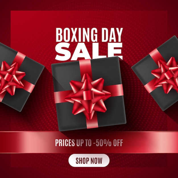 Realistic boxing day sale concept