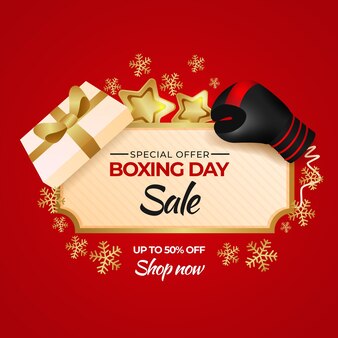 Realistic boxing day sale illustration