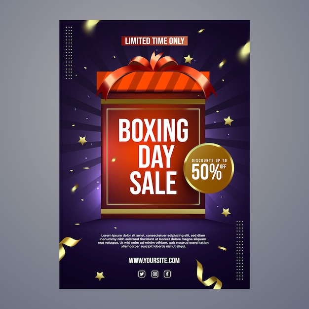 Realistic boxing day sale poster template