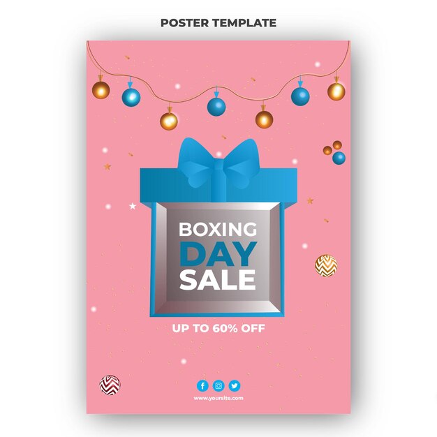 Realistic boxing day sale vertical poster design