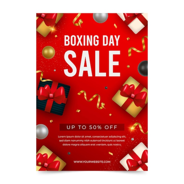 Free vector realistic boxing day sale vertical poster template