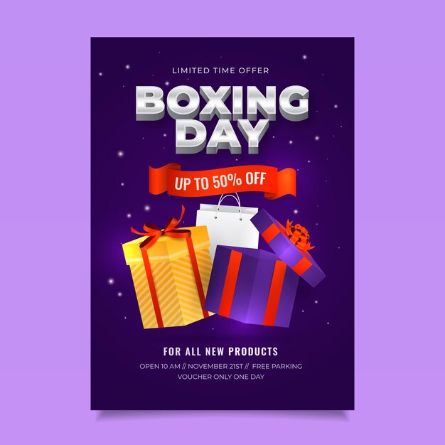 Realistic boxing day sale vertical poster template