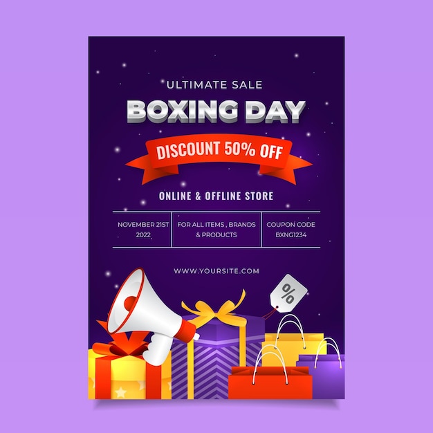 Realistic boxing day sale vertical poster template