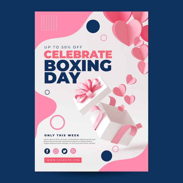 Free vector realistic boxing day sale vertical poster template