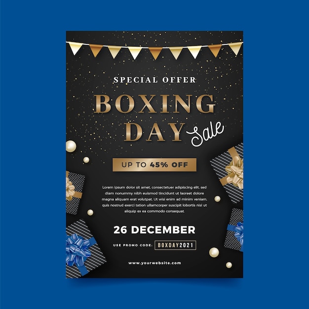 Realistic boxing day sale vertical poster template