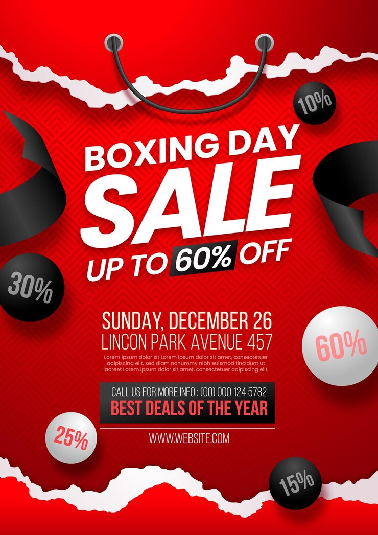 Free Vector realistic boxing day sale vertical poster template