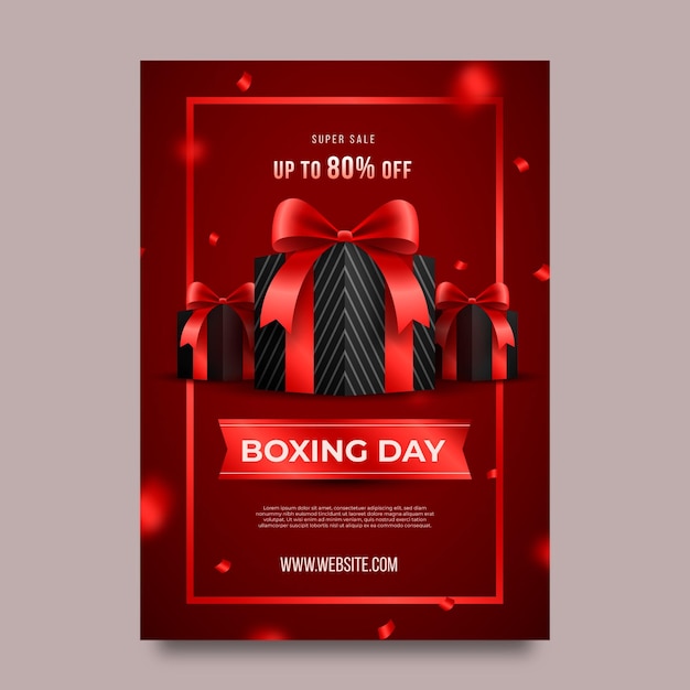Realistic boxing day vertical sale poster template Free Vector