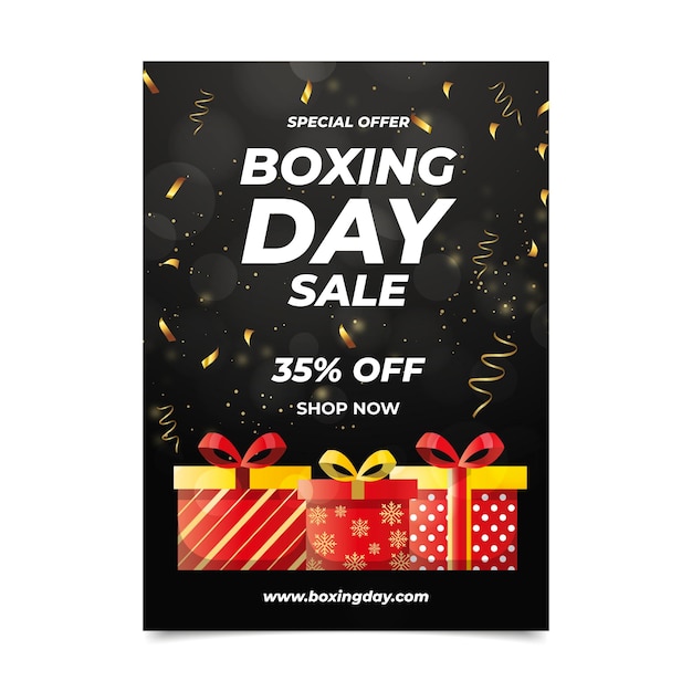 Free vector realistic boxing day vertical sale poster template
