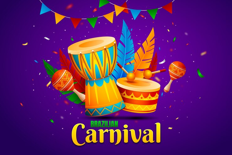  Realistic brazilian carnival background Premium Vector