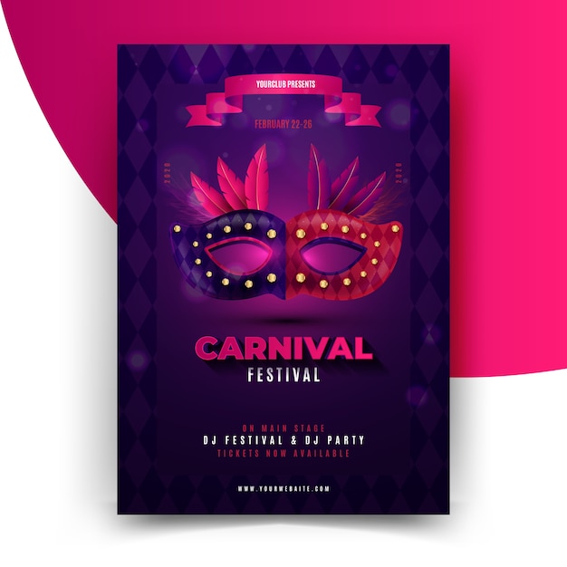 Free vector realistic brazilian carnival flyer template