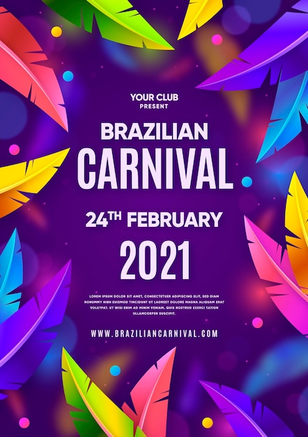 Realistic brazilian carnival flyer template