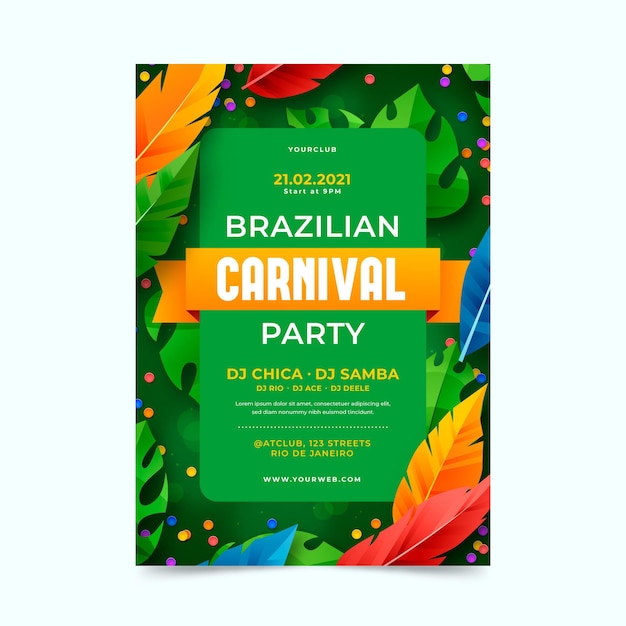 Free vector realistic brazilian carnival flyer