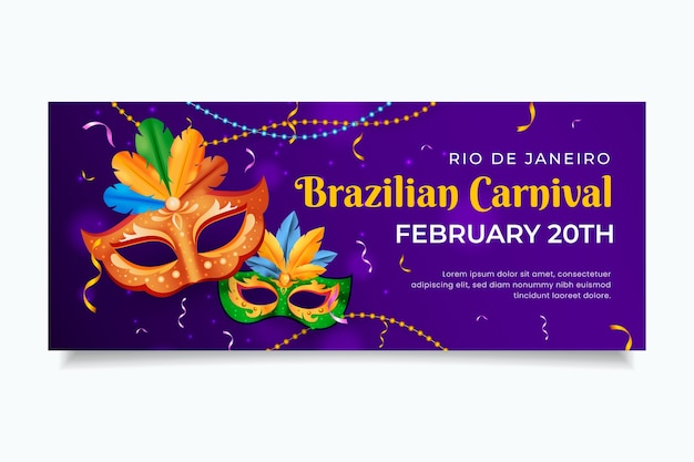 Free vector realistic brazilian carnival horizontal banner