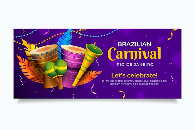 リアルなブラジルのカーニバルの水平バナー
