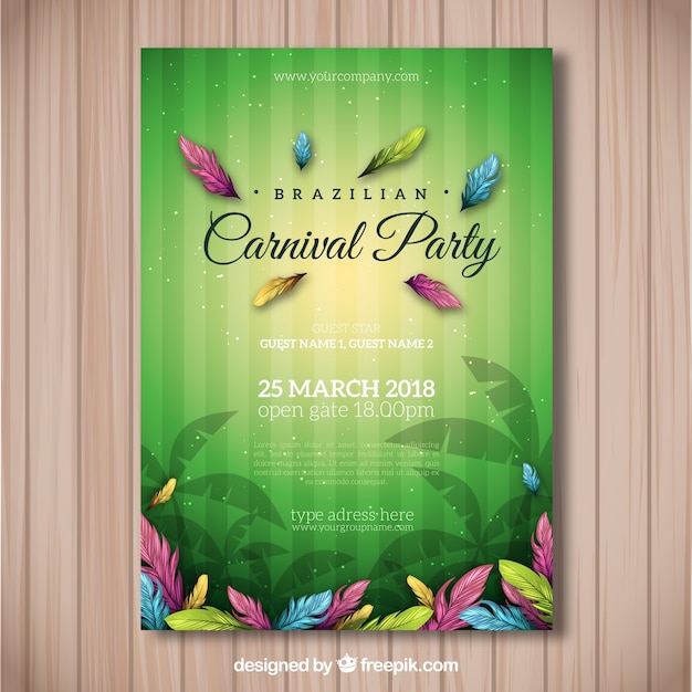 Realistic brazilian carnival party flyer/poster