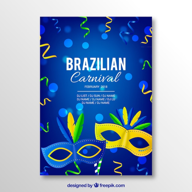 Realistic brazilian carnival party flyer/poster
