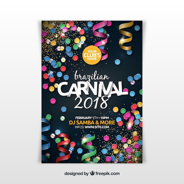 Realistic brazilian carnival party flyer/poster