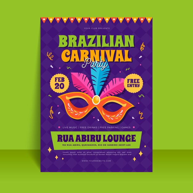 Realistic brazilian carnival poster template