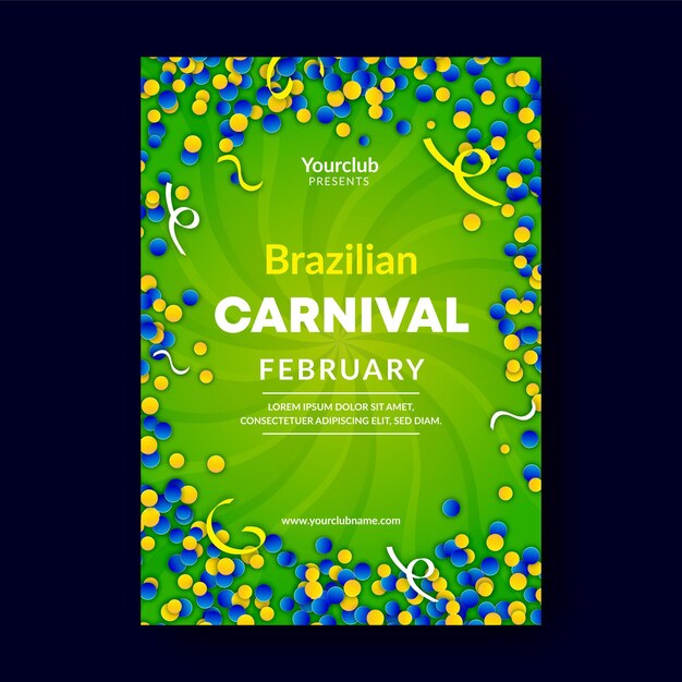 Vettore gratuito modello di poster di carnevale brasiliano realistico