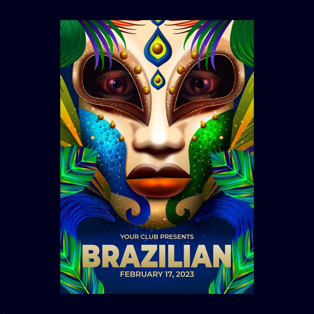 現実的なブラジルのカーニバル ポスター テンプレート