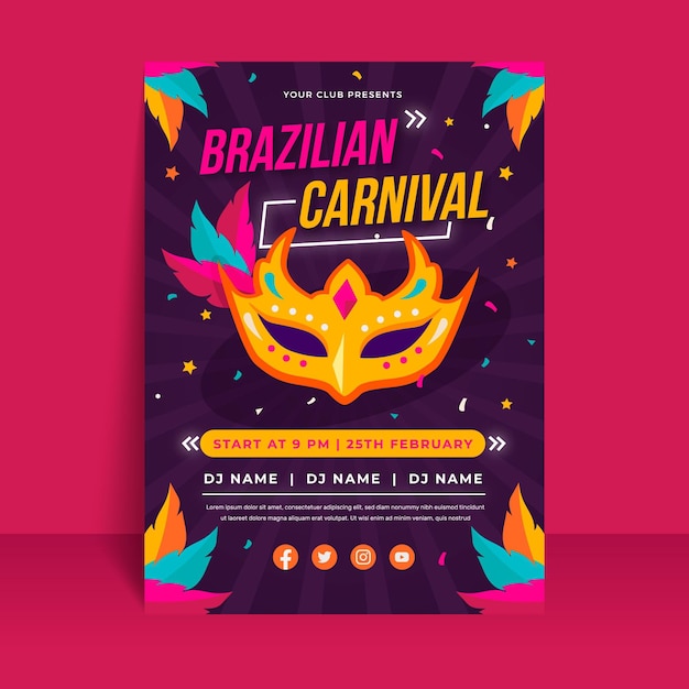 Manifesto di carnevale brasiliano realistico