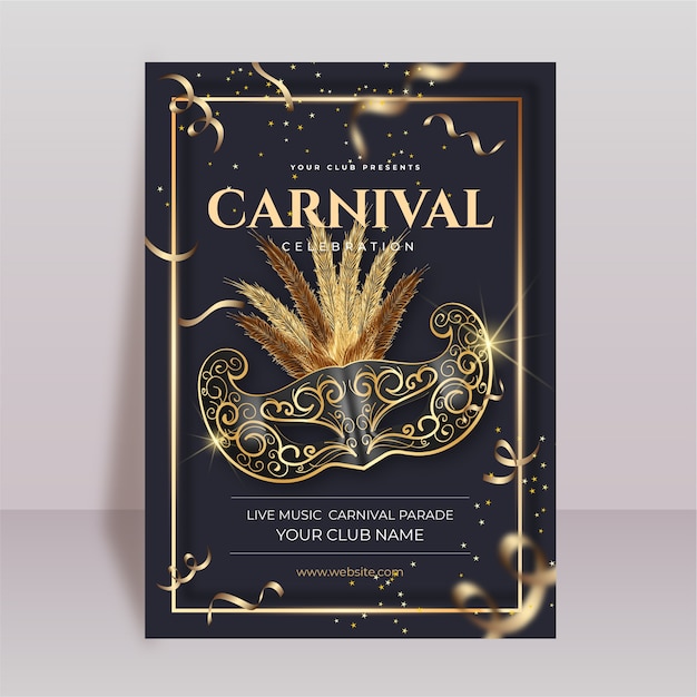 Free vector realistic brazilian carnival vertical poster template