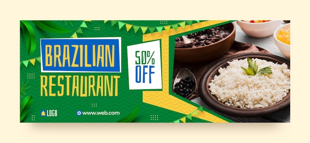 Realistic brazilian restaurant  facebook cover