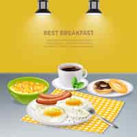 Free vector realistic breakfast