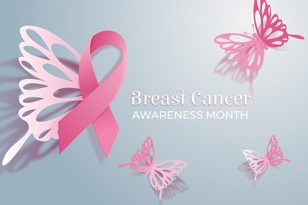 Realistic breast cancer awareness month background