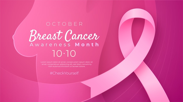 Free vector realistic breast cancer awareness month horizontal banner template