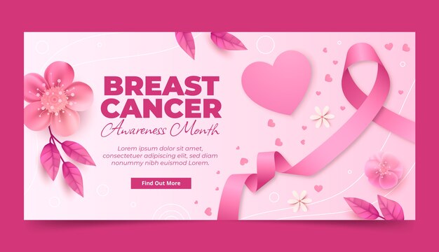 Free vector realistic breast cancer awareness month horizontal banner template