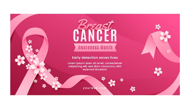 Free vector realistic breast cancer awareness month horizontal banner template