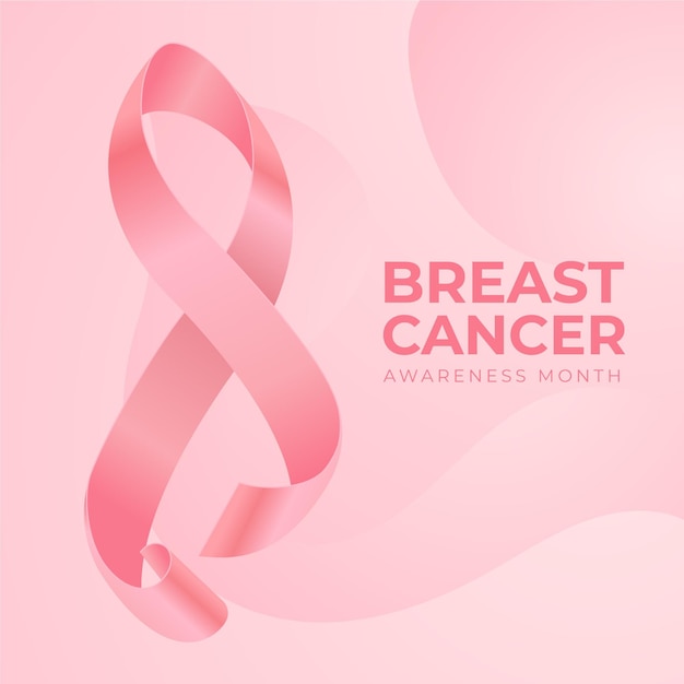 Реалистичная иллюстрация месяца осведомленности о раке груди