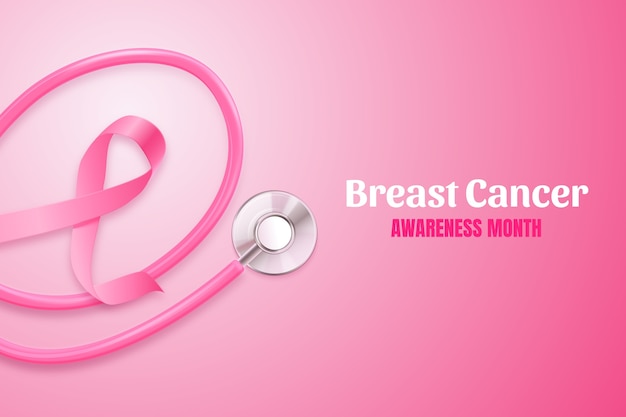 Realistic breast cancer awareness month illustration