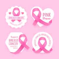 Free vector realistic breast cancer awareness month labels collection