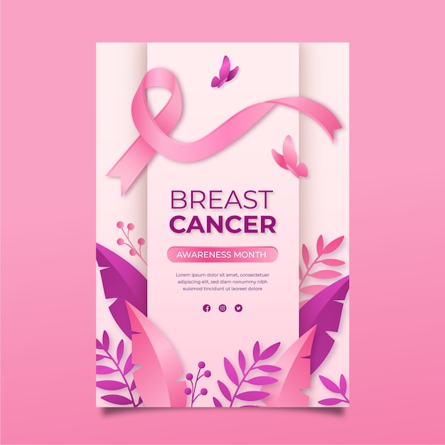 Realistic breast cancer awareness month vertical poster template