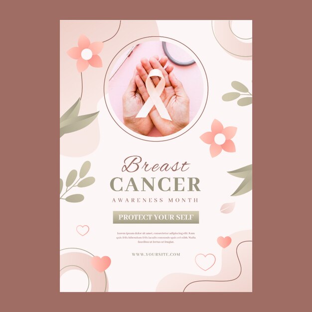realistic breast cancer awareness month vertical poster template