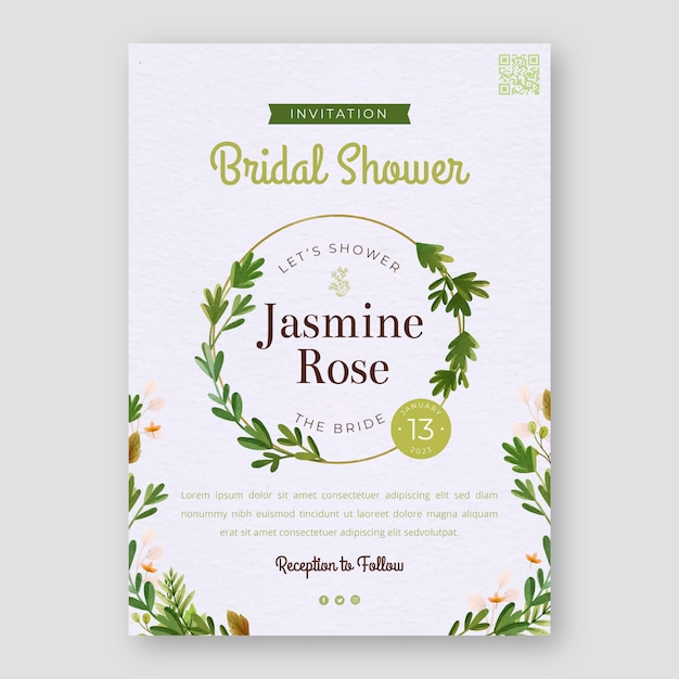 Free vector realistic bridal shower invitation